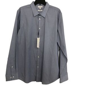 calvin klein NWT‎ Mens Button Down Shirt Infinite Cool Non Iron Blue Striped